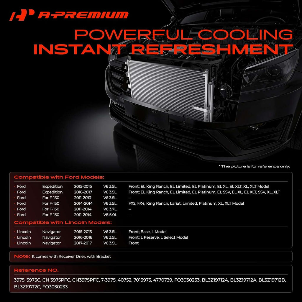 A-Premium Air Conditioning Condenser Compatible with Ford & Lincoln