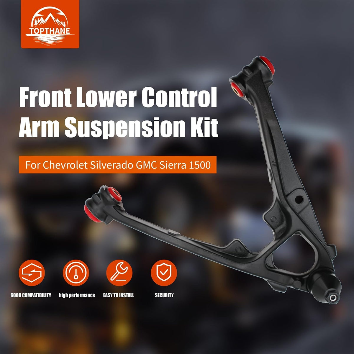 Front Lower Control Arms for 2007-2013 Chevy Silverado 1500, OE Replacement - Upgrade Polyurethane Bushing - K620888 K620889