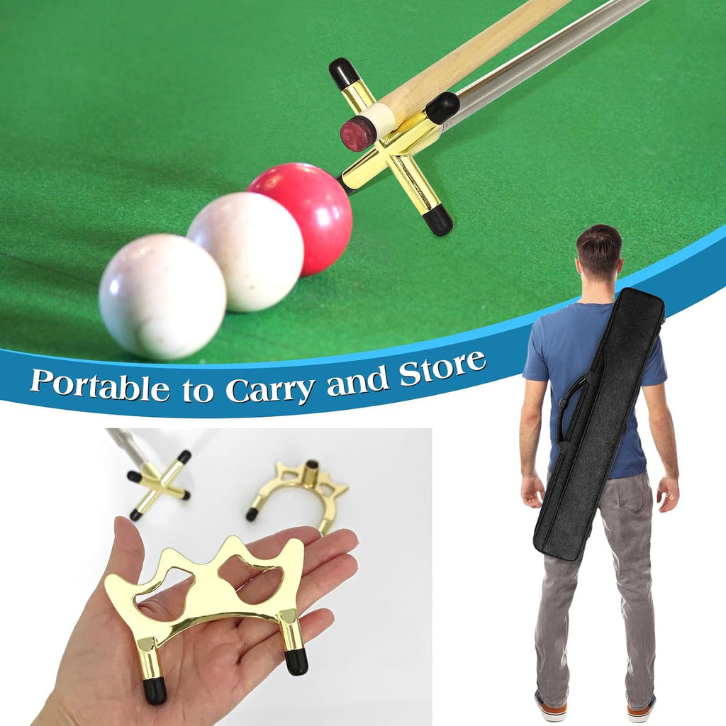 Retractable Pool Cue Bridge Stick Set with 3 Removable Brass Bridge Heads Snooker Billiards Stick Bridge Pool Table