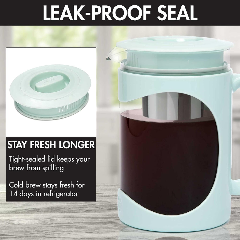Burke Deluxe Cold Brew Iced Coffee Maker, Comfort Grip Handle, Durable Glass Carafe, Removable Mesh Filter, Perfect 6