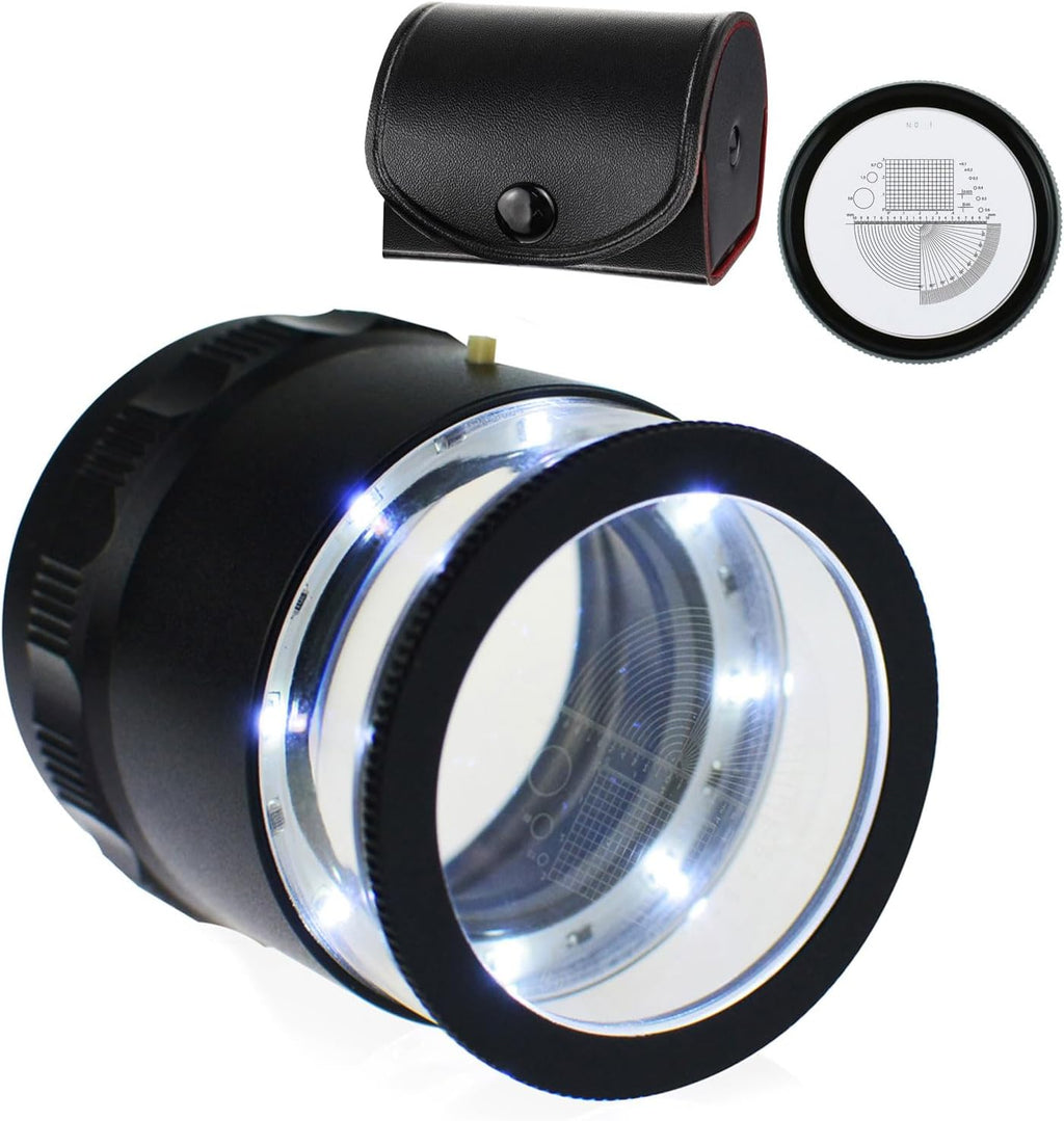 Magnifying Glass 10X Jewelers Loupe with Scale Magnification, Loupe Magnifier with Scale Chart, 8 LED Lights 25mm