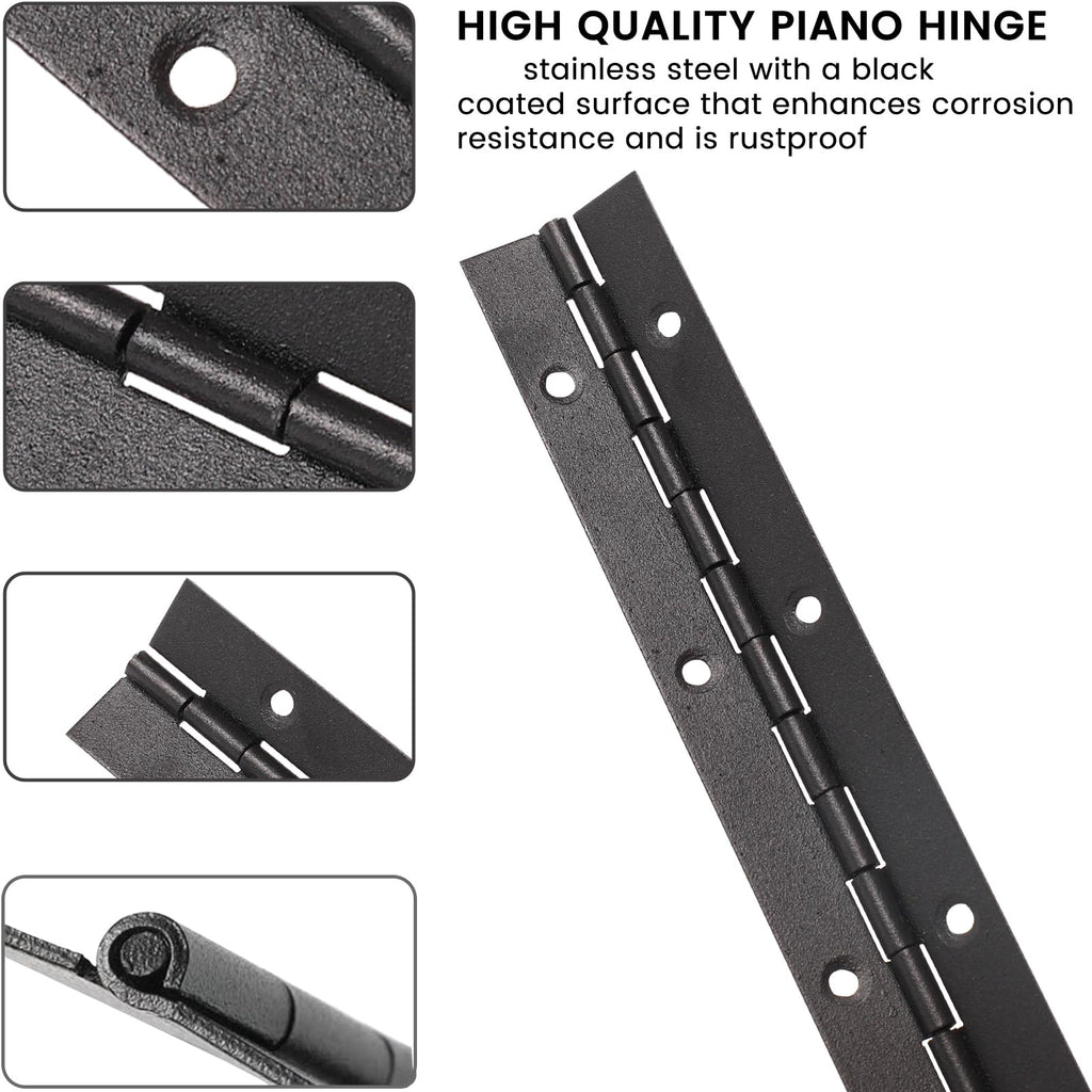 2-Pack 12-Inch Black Stainless Steel Continuous & Piano Hinge