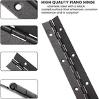 2-Pack 12-Inch Black Stainless Steel Continuous & Piano Hinge
