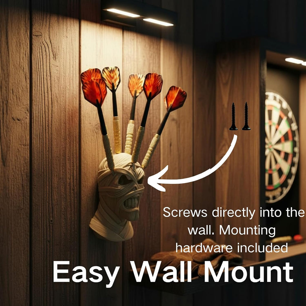 Mummy Dart Holder Display Stand, Novelty Wall Mount Organizer Rack for 6 Steel Tip Darts, Sturdy Storage Brackets