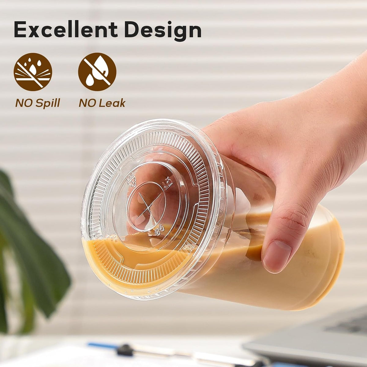 25 Pack - 16 oz Plastic Cups with Lids and Straws, Clear Iced Coffee Cups with Lids, Disposable Cups with Lids for