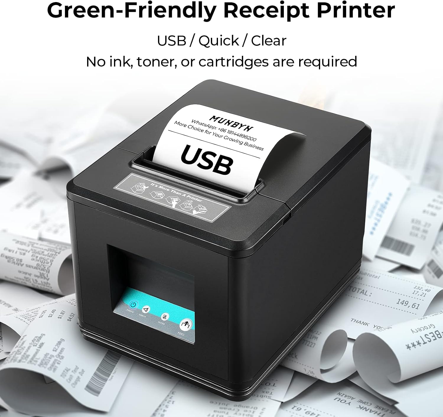 80mm USB Thermal Receipt Printer P098, POS Printer with Auto Cutter | ESC POS command support for Windows and Mac