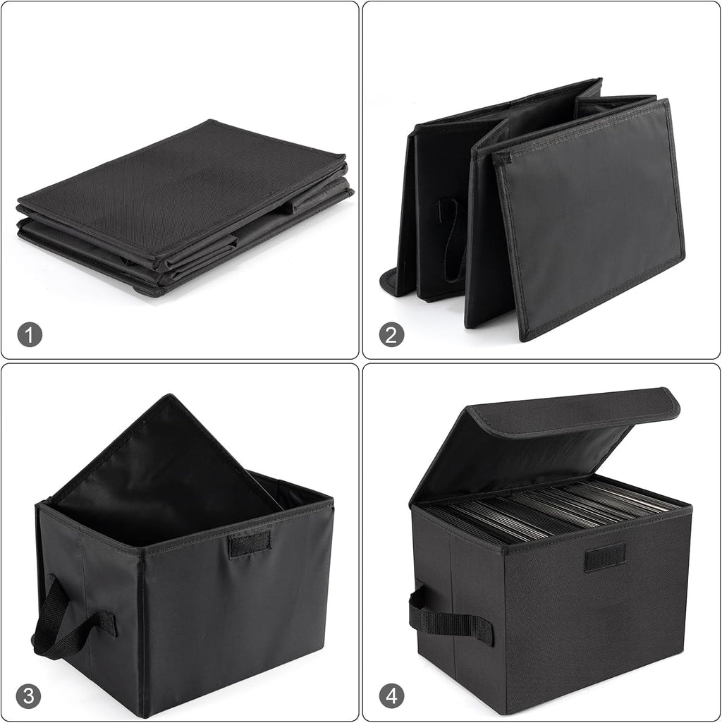 7-Inch Vinyl Storage Box, Set of 2 Stackable Case with Lid