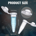 2000 Pcs 1.5ml Microcentrifuge Tubes with Safe Lock Snap Cap & Flip Lid Polypropylene Clear Plastic Tube with