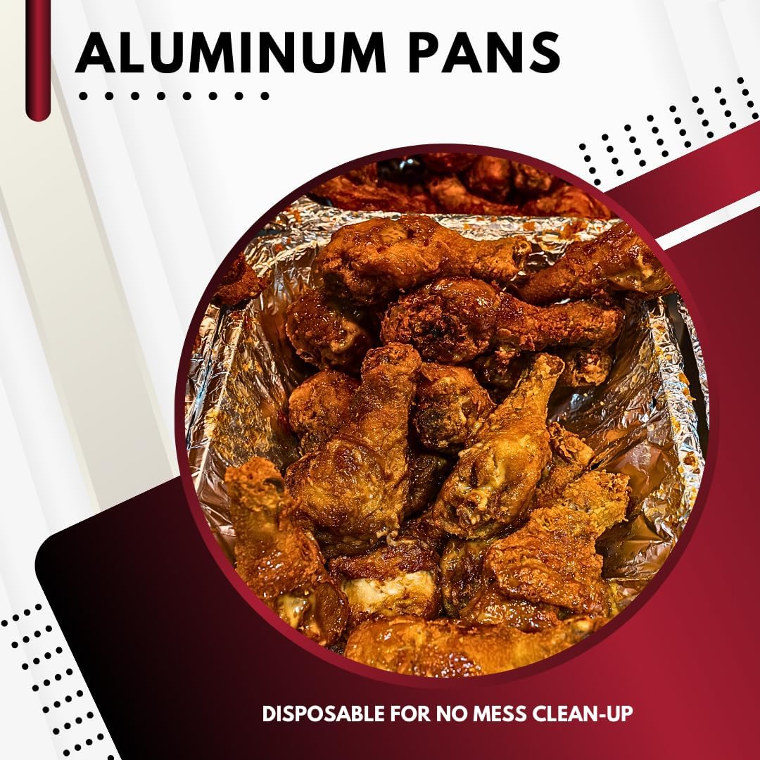 Disposable Aluminum Steam Table Foil Pans No Lids For Cooking, Baking, 10 Pack