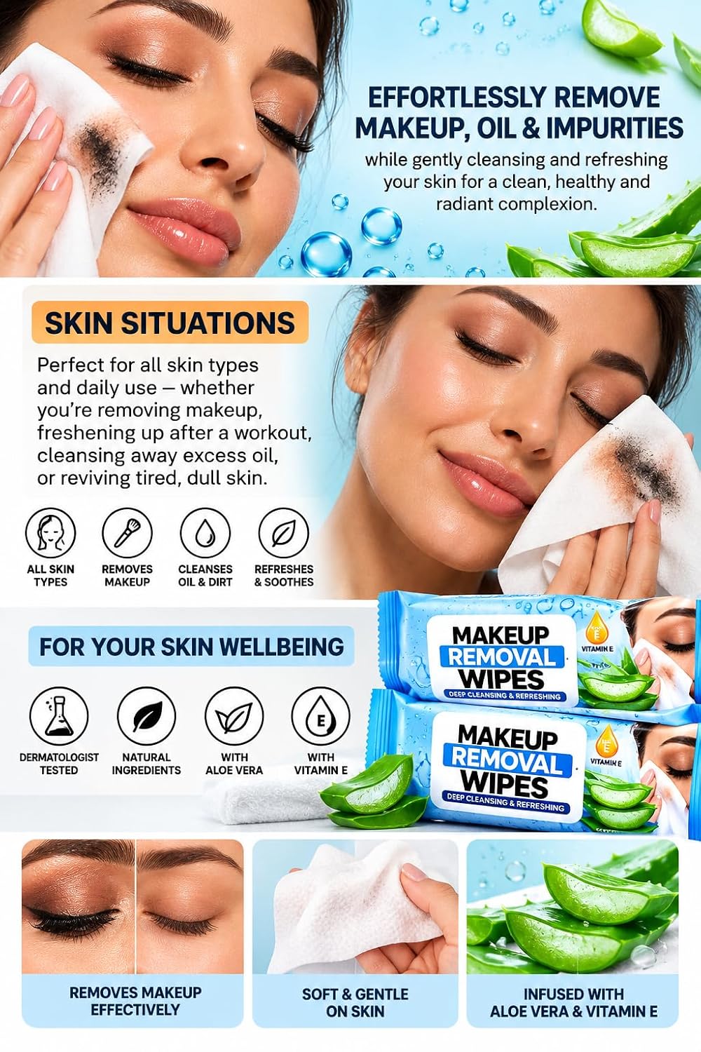 Makeup Removal Wipes 300 Wipes 6 Pack