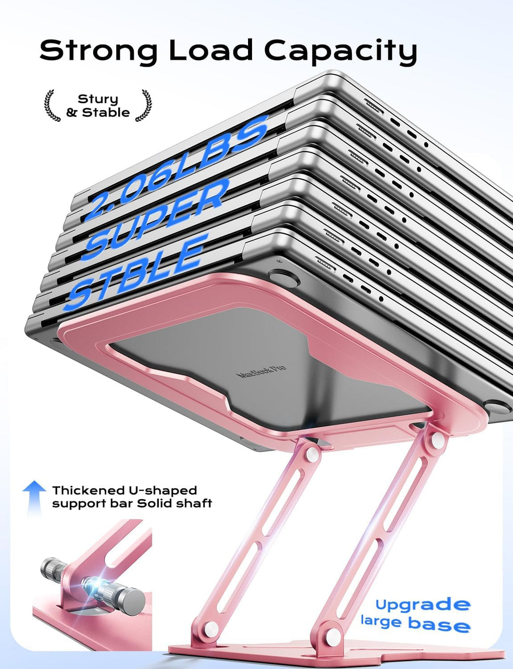 Adjustable Laptop Stand for Desk, Metal Foldable Laptop Riser, Portable Laptop Holder Mount, Ventilated Cooling
