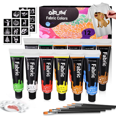 Fabric Paint Set for Clothes,12 Colors 0.4 Fl Oz Paint for Kids