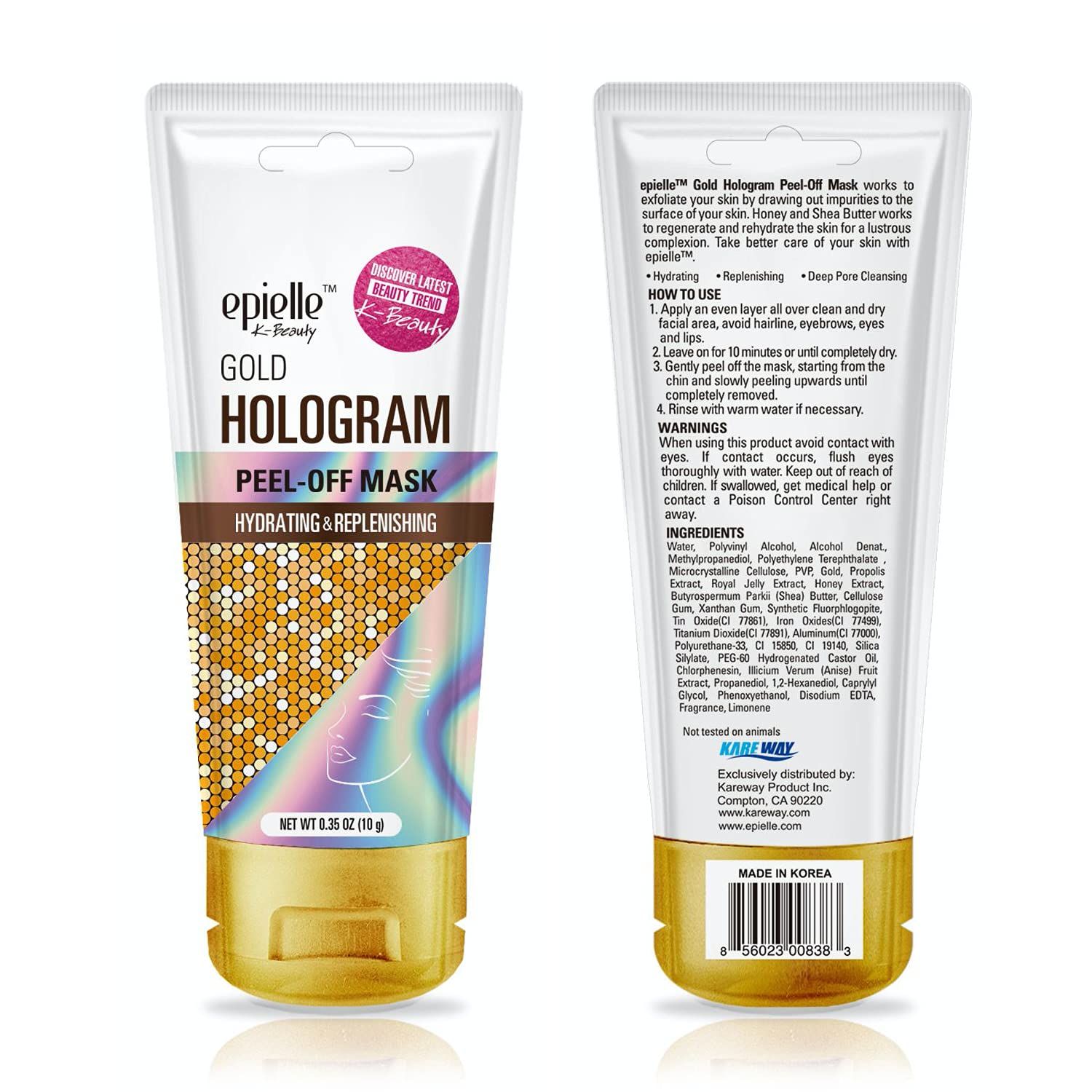 Hologram Glitter Peel-Off Face Masks - Toning & Calming | 8 Variety Pack Single-Use Testers | Gift Set, Spa Gift |