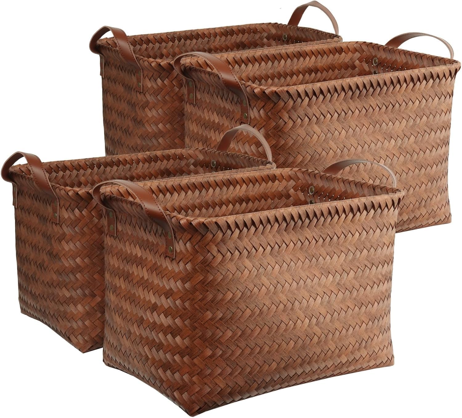 Handwoven Clothes Basket Laundry Hampers Large Wicker Storage Baskets for Shelves Blankets Closet Storage Bins Car