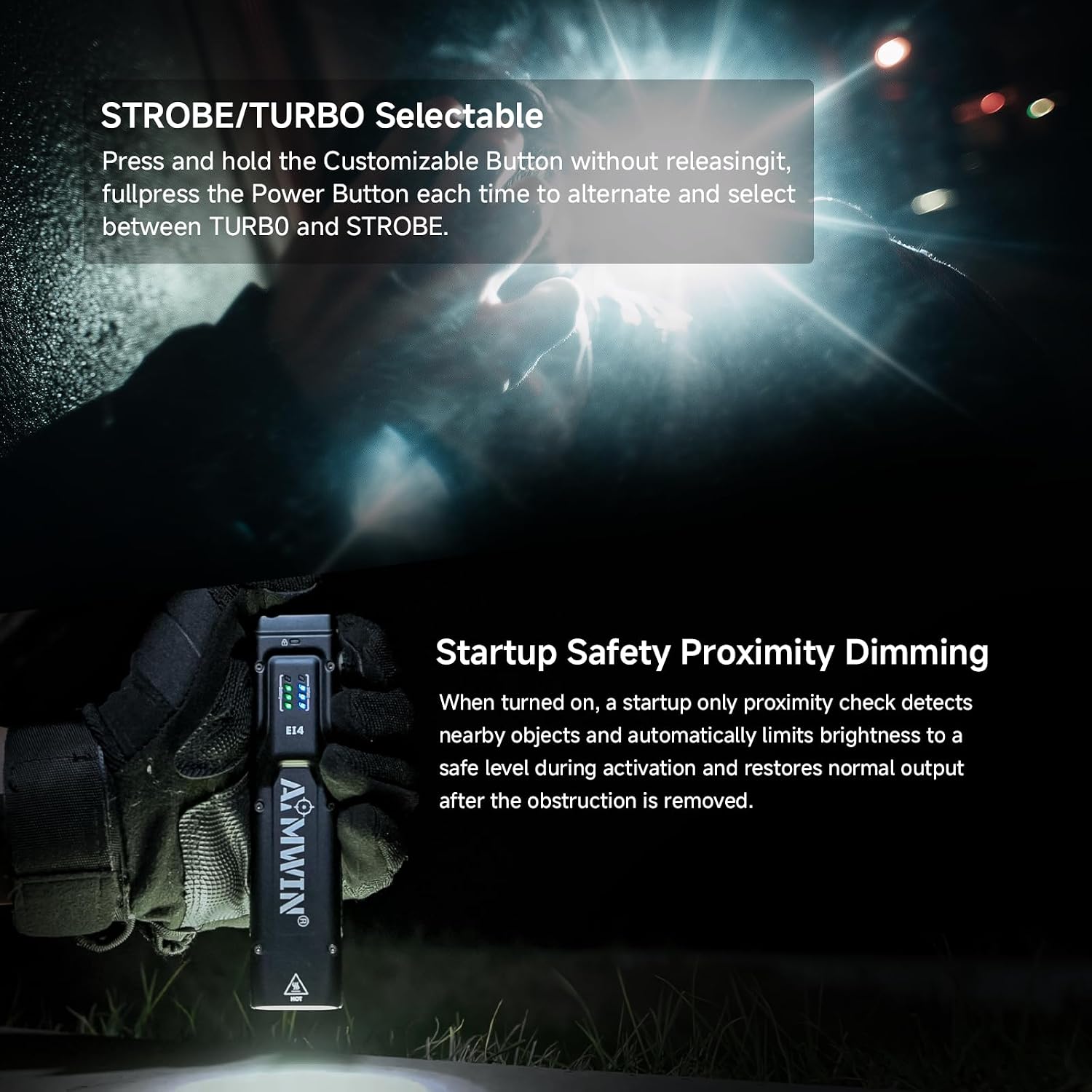 EI4 Flat EDC Flashlight 3000 Lumens Ultra Bright USB-C Rechargeable Slim Pocket Light 300M Long Throw Tactical