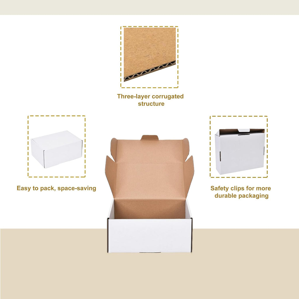 Shipping Boxes Set of 20,12x9x4 Inches White Corrugated Cardboard Box Literature Mailer for Small Business