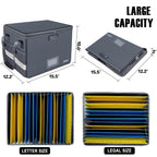 File Box with Lock, Fireproof Document Box with Pockets, Collapsible File Organizer Filing Storage Cabinet with