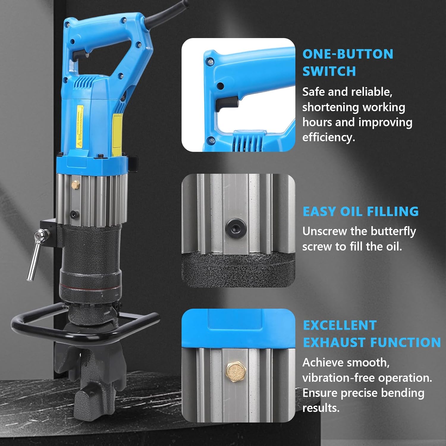 5/8 Inch Electric Hydraulic Rebar Bender 1400W 2-3s Fast Bending | 110V Electric Rebar Tool for 5/32’’ to 5/8’’