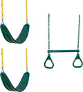 WS 5103 Two Extreme Duty Green Swing Seats with a Heavy Duty Ring/Trapeze Combo Swing Swing Set Refresher Bundle, Green