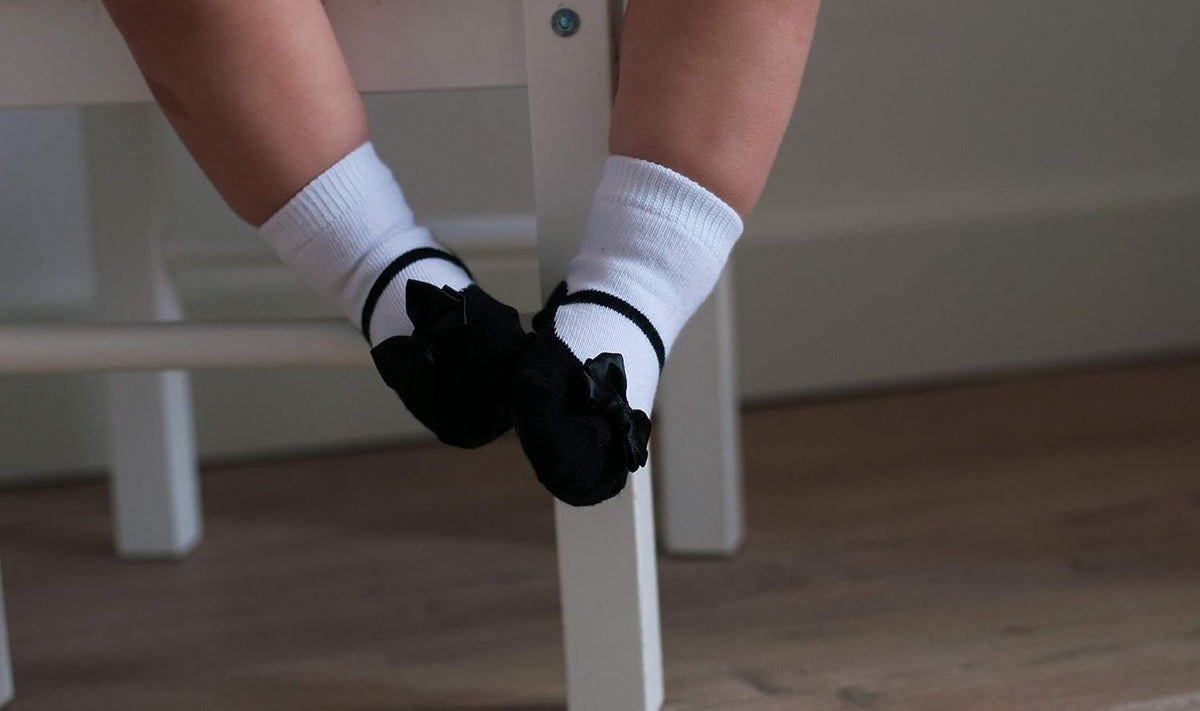 Baby & Toddler Girl Mary Jane Socks with Shoe-Look-Anti-slip Soles-Cotton -1 or 2 Pair
