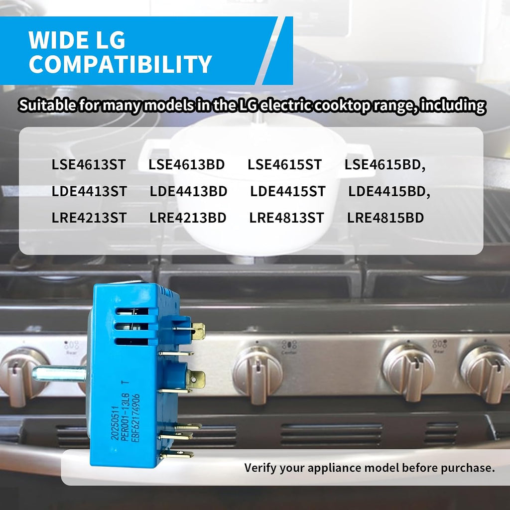 PER001-13S T PER001-13LG T Range Rotary Switch Replacement for LG Electric Range，Replaces EBF62174901 EBF62174906 Surface Element Burner Switch