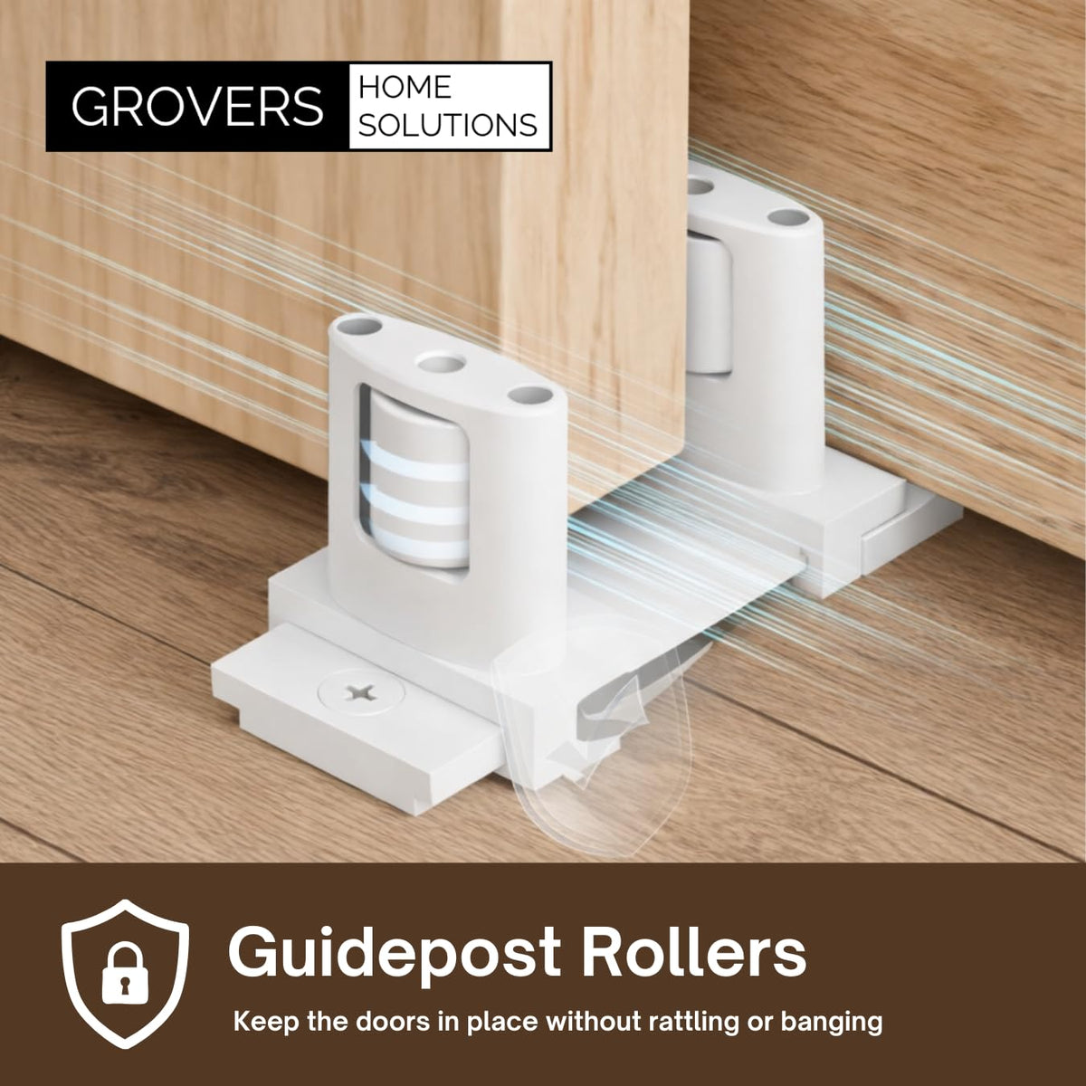 3-Pack Sliding Closet Door Floor Roller Guide - Adjustable Width 3-Roller Design - Easy Install! (White) | Grovers Home Solutions