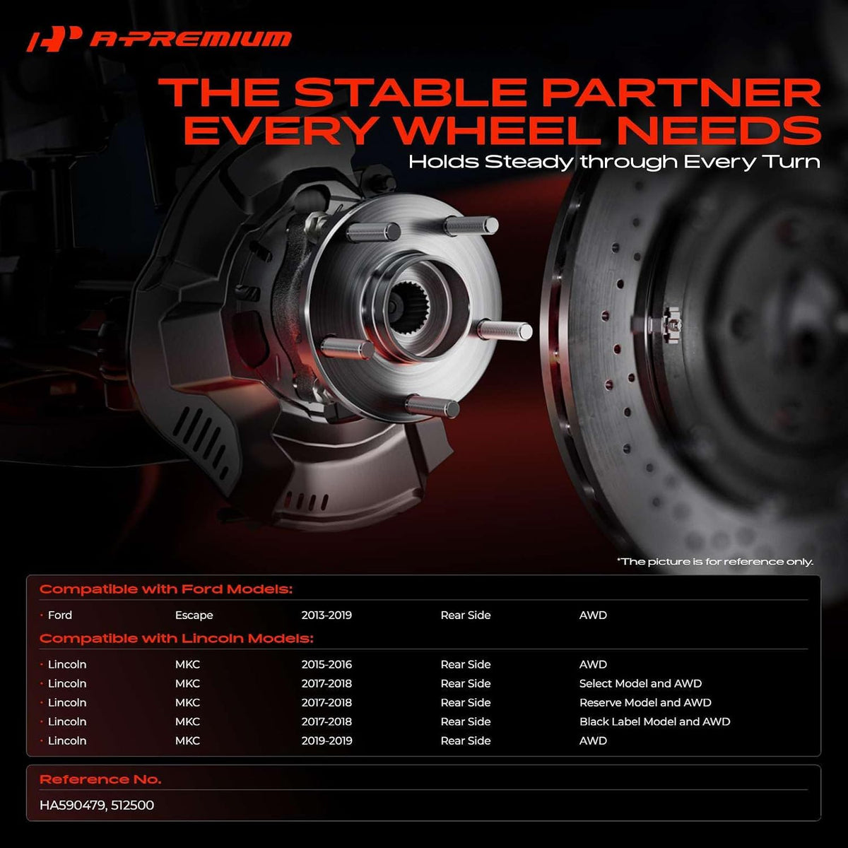 A-Premium 2 x Rear Wheel Bearing and Hub Assembly with 5-Lug