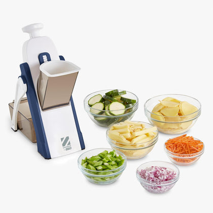 Zakarian by Dash Safe Slice Mandoline - Features Thickness Adjuster, Stainless Steel Blades, and Foldable