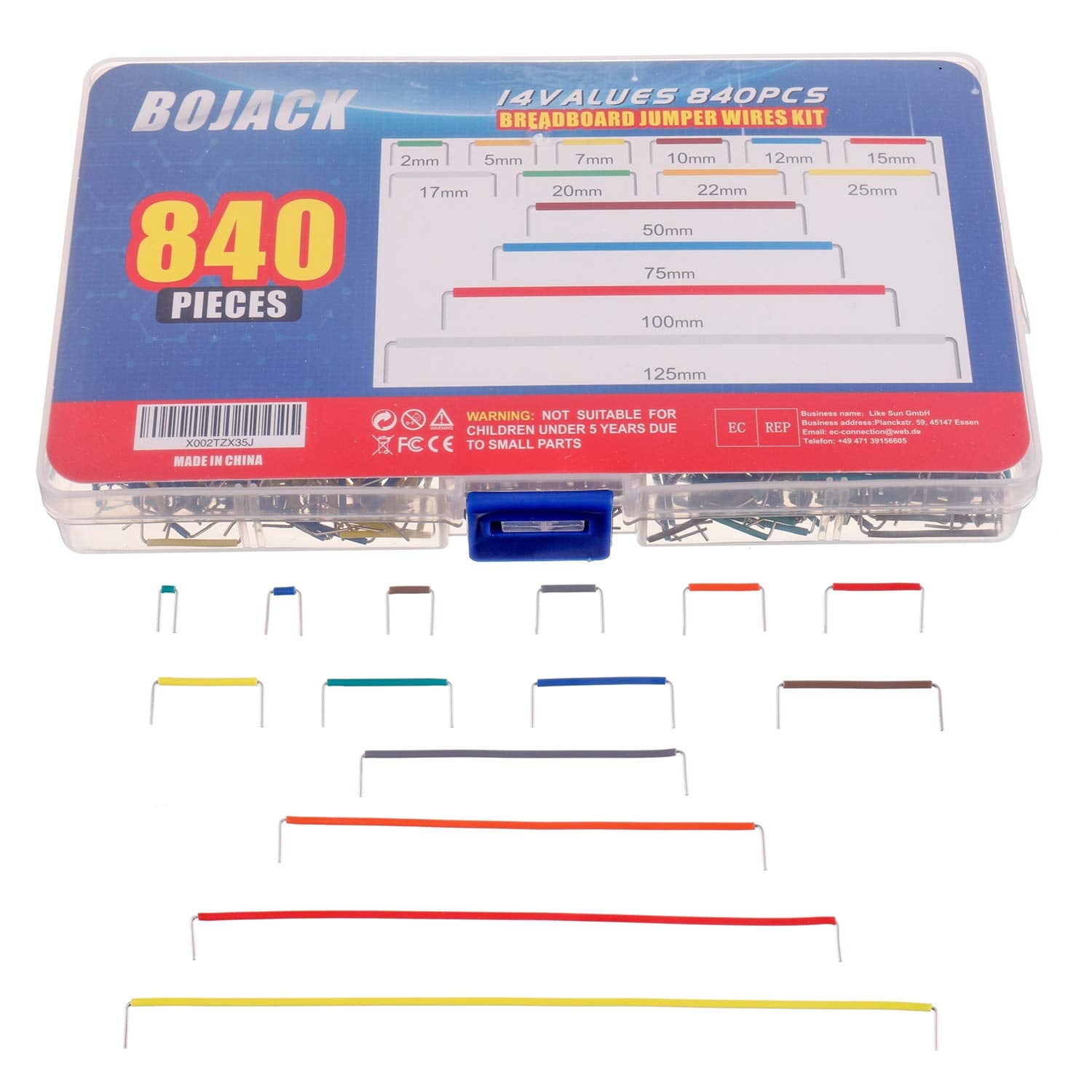 14 Vaules 840 pcs 2-125mm Solderless Flexible Breadboard Connecting Line Cables Breadboard Jumper Wires kit
