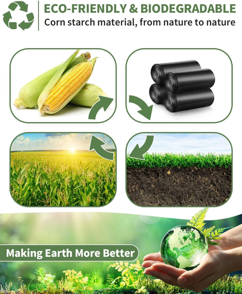 100 Portable Toilet Bags Thick Biodegradable Camping Toilet Bags for Portable Potty, 8 Gal Compost Toilet Waste Bag