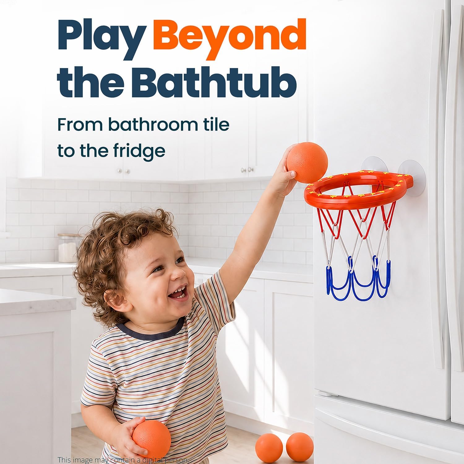 Bath Toys – Bathtub Basketball Hoop for Toddlers Kids with 4 Mold-Free Balls and Strong Suction Cups Basketball Hoop