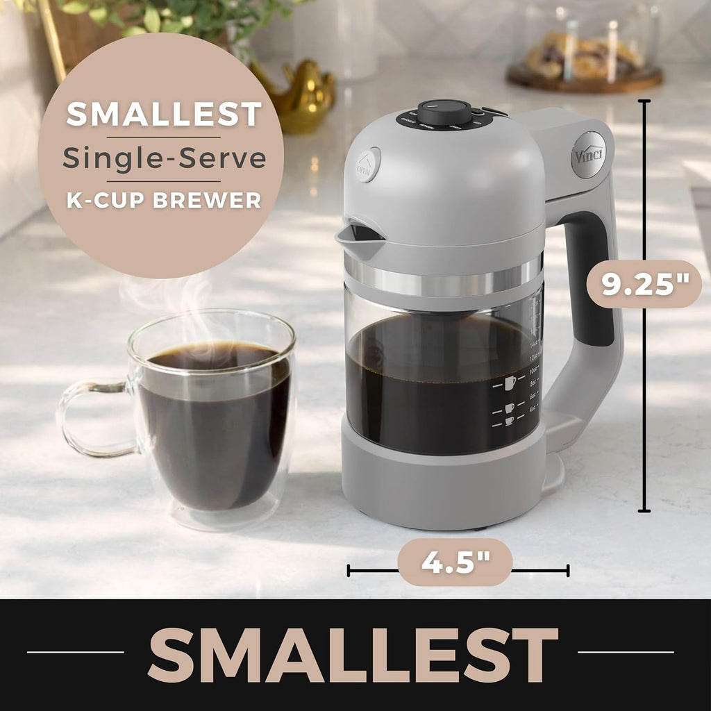 Micro Café Brewer Compact Coffee Maker for K-Cups & Grounds (Gray) | Smallest Single Serve Brewer, For Pods & Ground