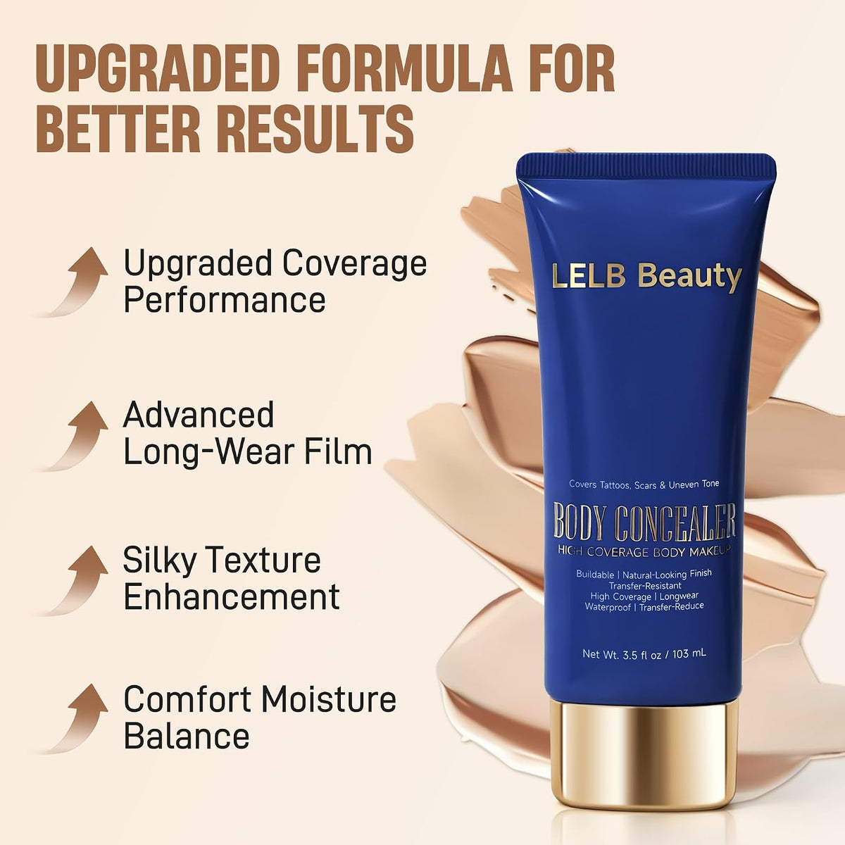 Tatoo Cover Up Concealer Full Coverage Waterproof for Leg Natural 3.5oz