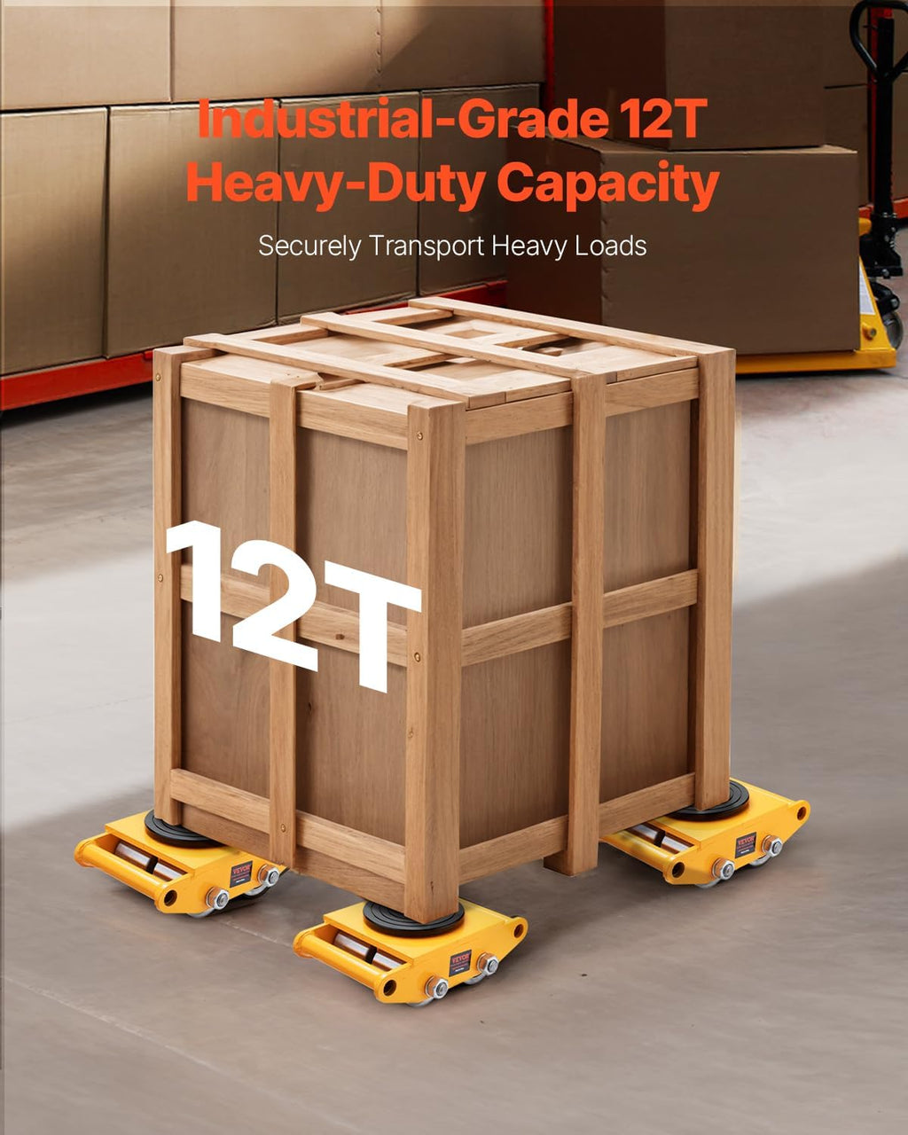 4-Piece Machinery Skate Dolly, 26,455 Lbs, 12T Industrial Machinery Mover, Heavy Duty Carbon Steel, 360° Rotation