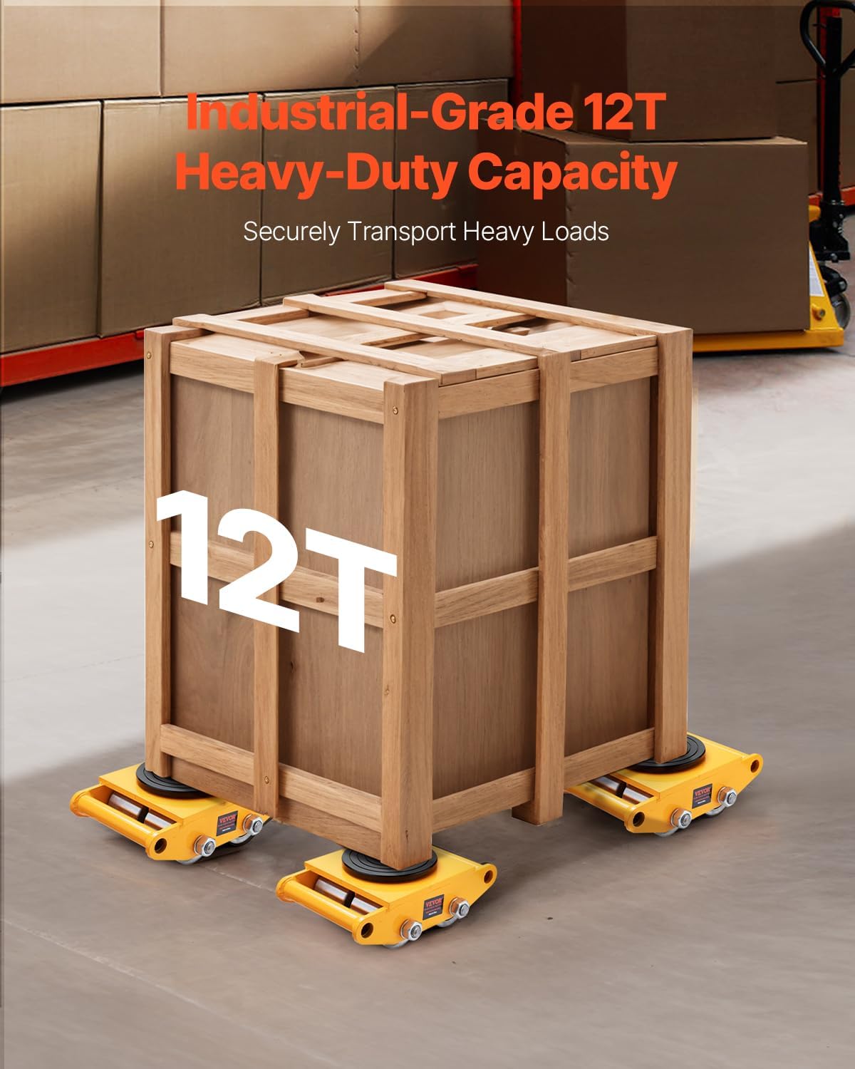 4-Piece Machinery Skate Dolly, 26,455 Lbs, 12T Industrial Machinery Mover, Heavy Duty Carbon Steel, 360° Rotation
