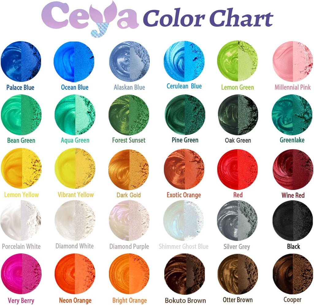 Mica Powder,30 Color Resin Color Pigment Set,7.41oz/210g Candle Paint | Pearlescent Effect Powder for Epoxy