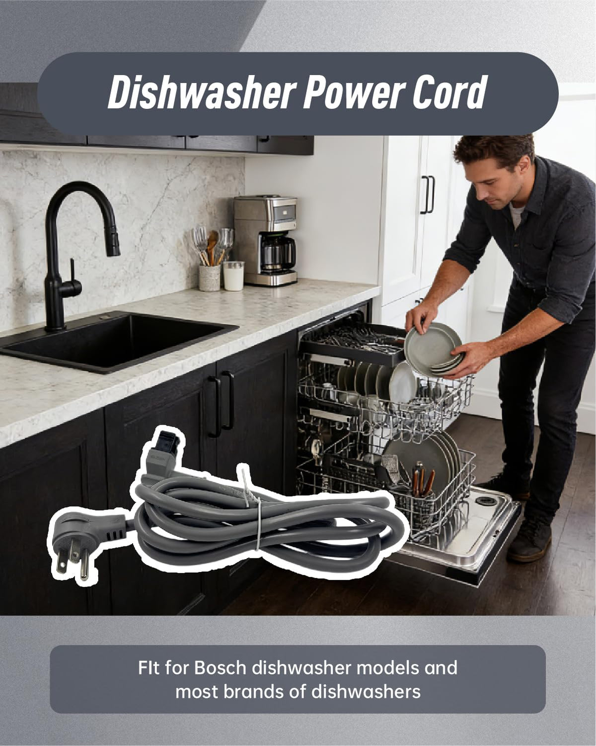 Moryzian 12027214 Dish Power Cord for Bosch Dishwasher