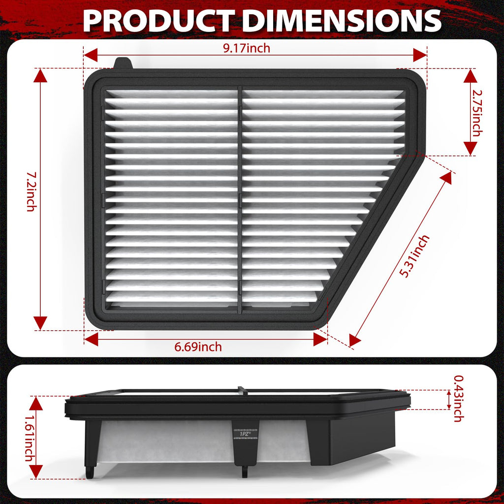 1PZ CA12051 Engine Air Filter for Honda Civic 2016-2024