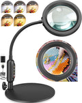 30X 10X Magnifying Glass with Light and Stand, 5 Color Modes Stepless Dimmable, Optical Grade HD Lens, LED Lighted