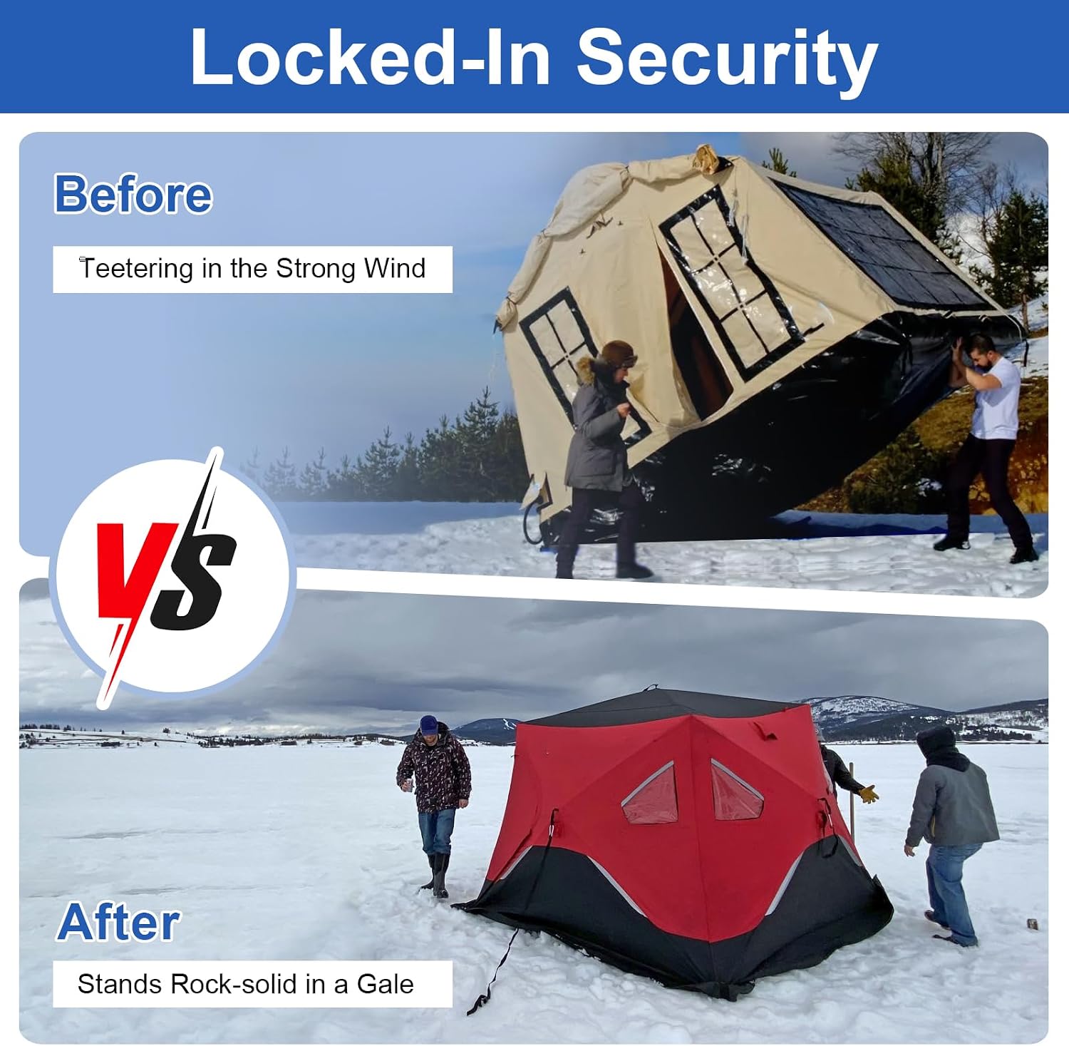 Deluxe Shelter Tie Down Kit 24260 Fit for Eskimo Ice Fishing Tent, Ice Shelter Anchors Tool Accessories for Setting