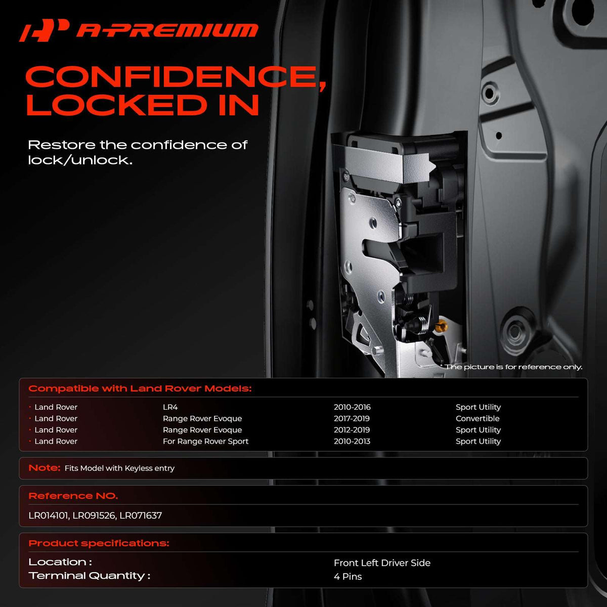 A-Premium Front Left Driver Door Lock Actuator Compatible with Land Rover
