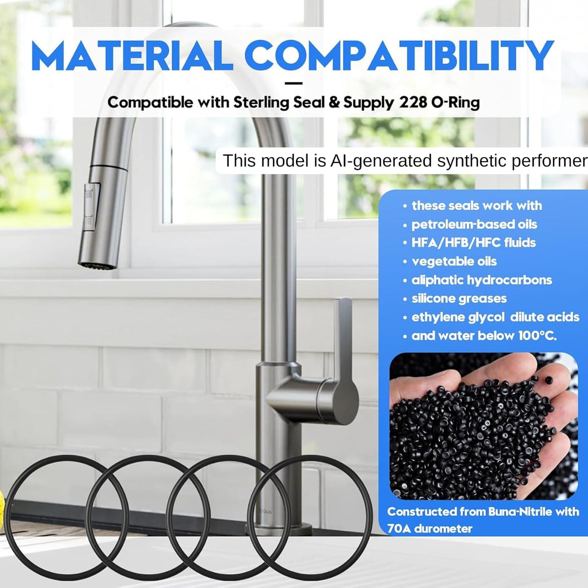 5 Pack 228 O-Ring for Sterling Seal & Supply, Buna-Nitrile Seal, 70A
