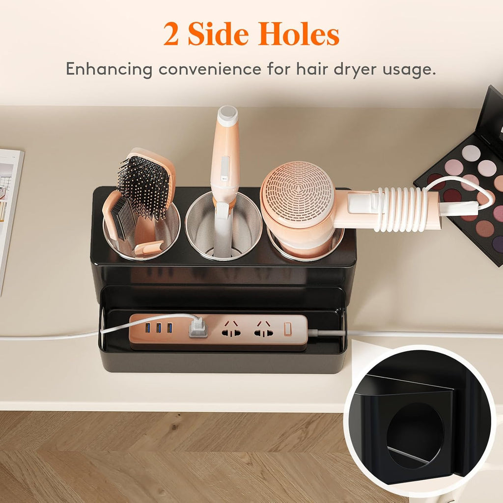 Hair Tool Organizer Countertop, Removable Blow Dryer Holder for Bathroom, Acrylic Hot Tools Organizer Storage for