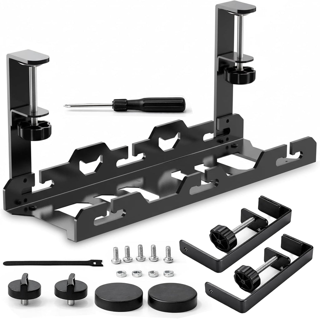 17'' Super Sturdy Cable Tray Under Desk Cord Organizer Standing Desk Cable Management System Large Power Strip Holder