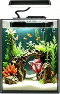 Glass Betta Aquarium Starter Kits 1.5 Gallon Small Fish Tank, Betta Fish Tank with LED Light, Power Filter, Black.