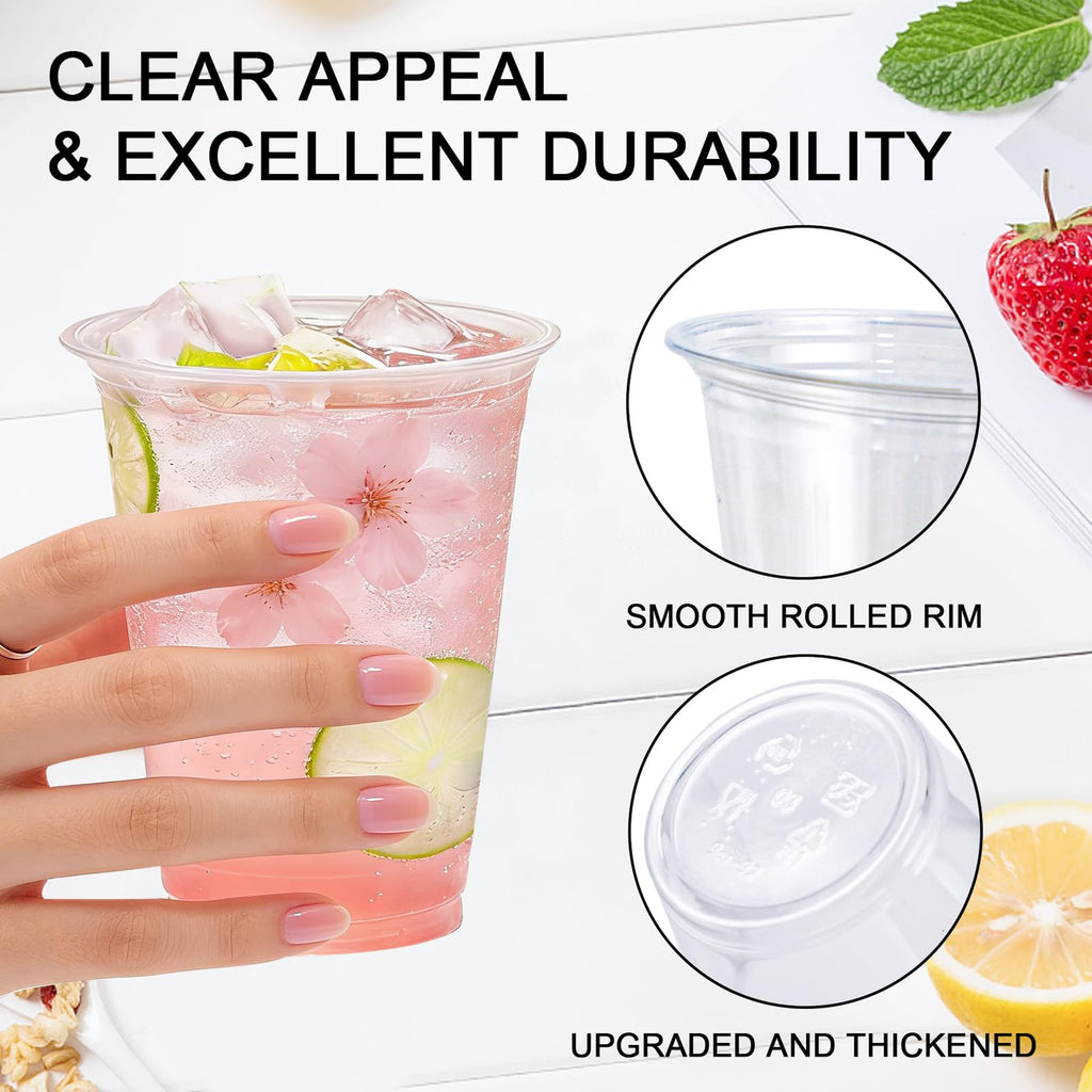 300 Pack 12 oz Clear Plastic Cups, Disposable Cups