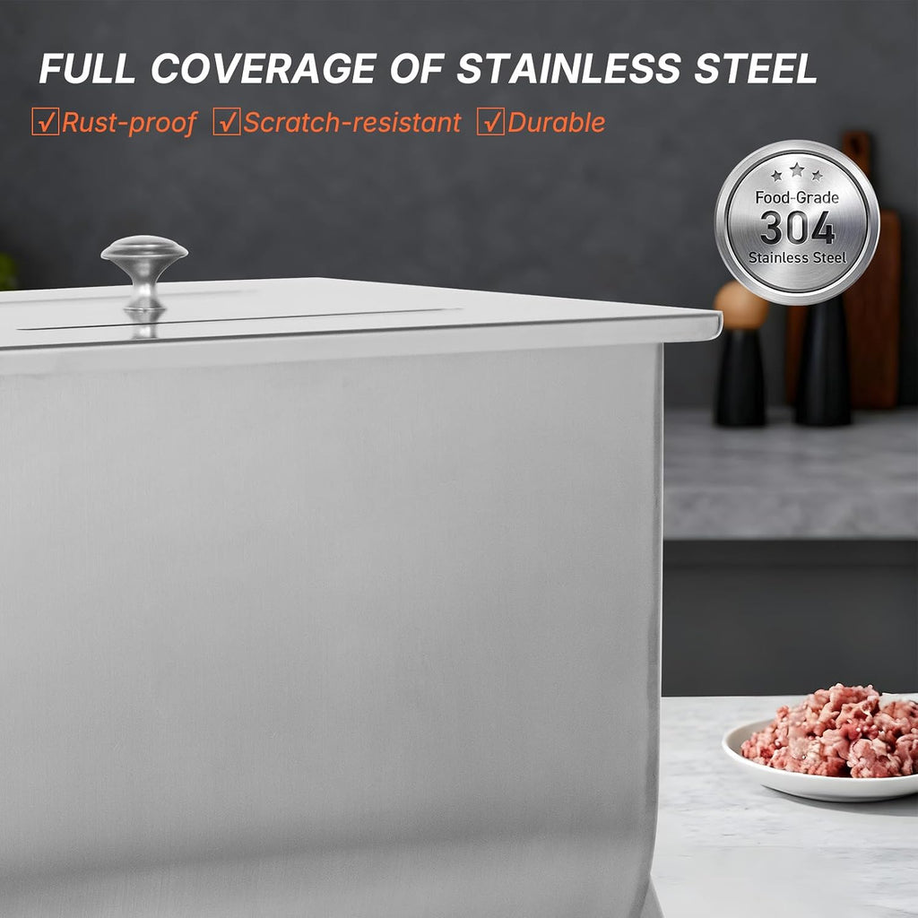 Hakka Manual Meat Mixer 45lb/22.5L, Tiltable Tank 30L Stainless Steel Updated Commerial Food Mixer for Meat and