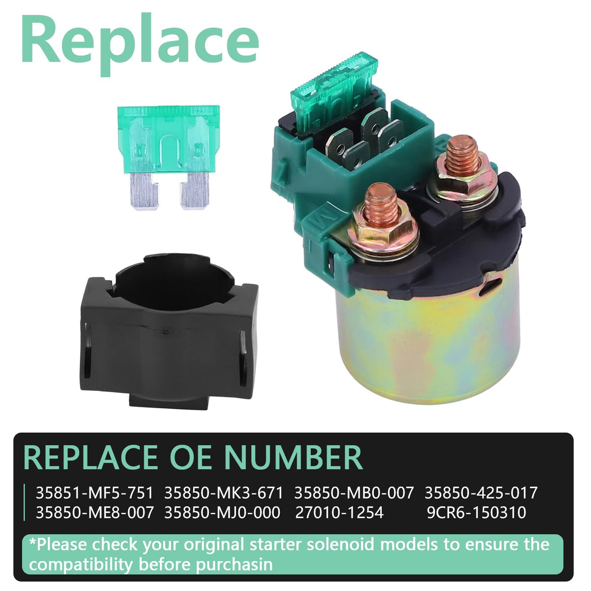 Starter Solenoid Relay, Compatible with Kawasaki Bayou 220 KLF200 Relay