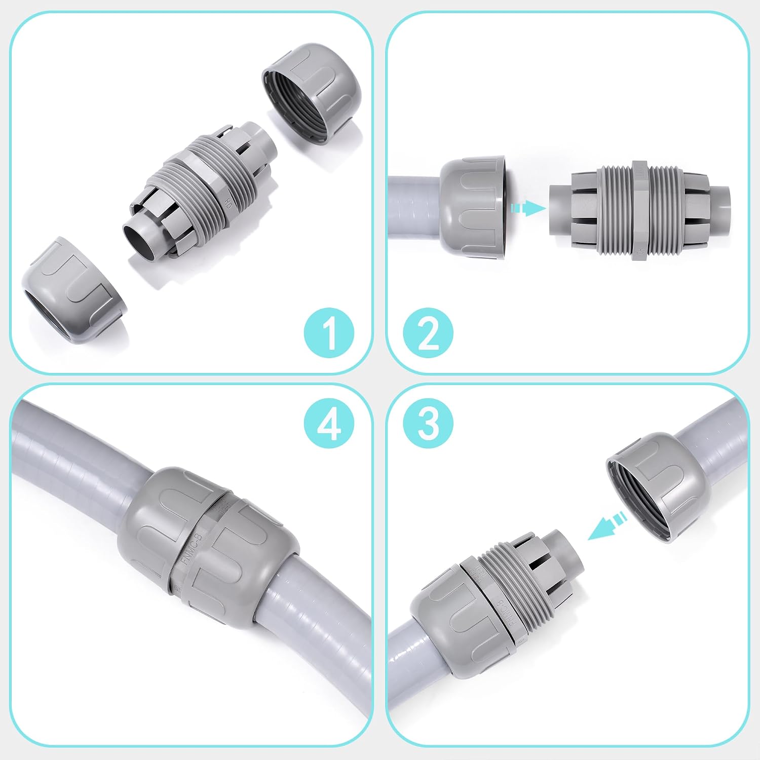 (1 Pcs) NPT 1/2 Double Conduit Liquid-Tight Connector Straight | Extend Repair Conduit Runs, Quick Connect Same Size