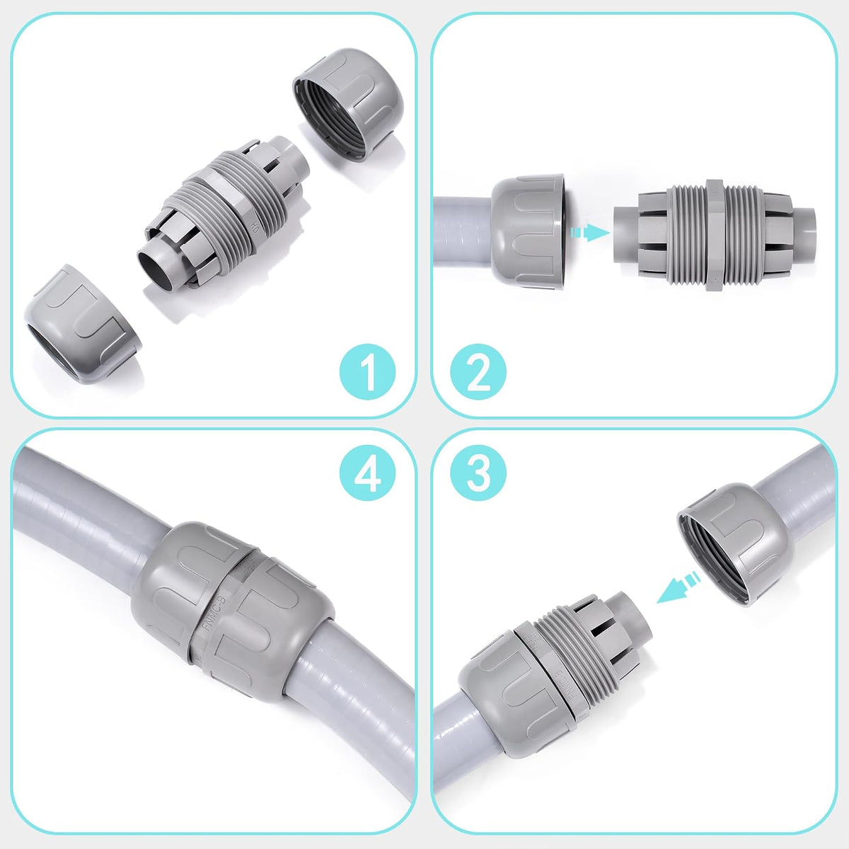 (2 Pcs) NPT 3/4 Double Conduit Liquid-Tight Connector Straight